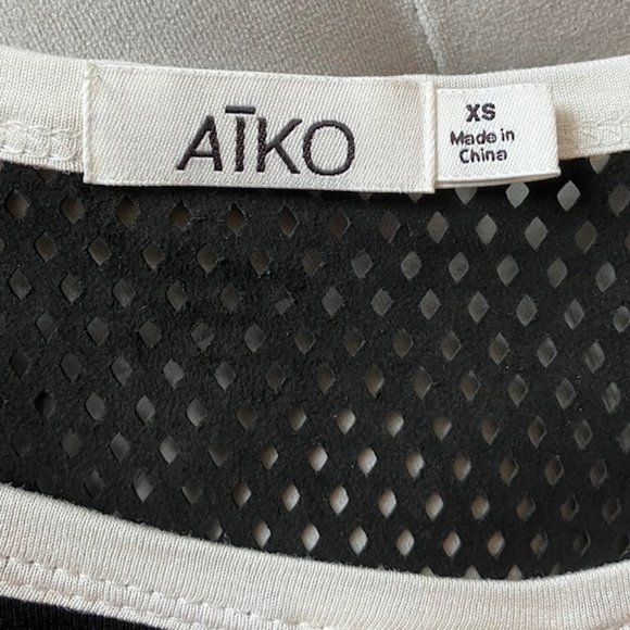 AIKO Black & White Top/Black leather back panel/Size XS - Picture 6 of 6